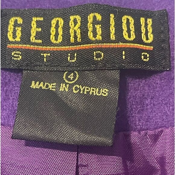 Vintage Georgiou Studio wool blend cropped purple blazer sz 4 - Picture 3 of 4